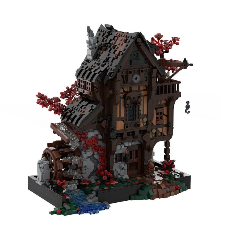 MOC-214249 Medieval MOC Waterwheel Mill Building Blocks Set (2717PCS)